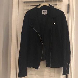Black faux suede moto jacket